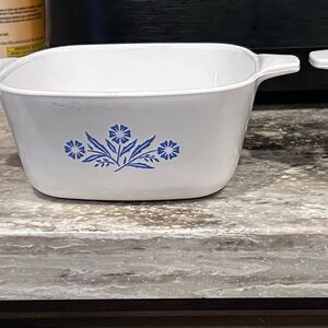 White and Blue Floral Baking Dish